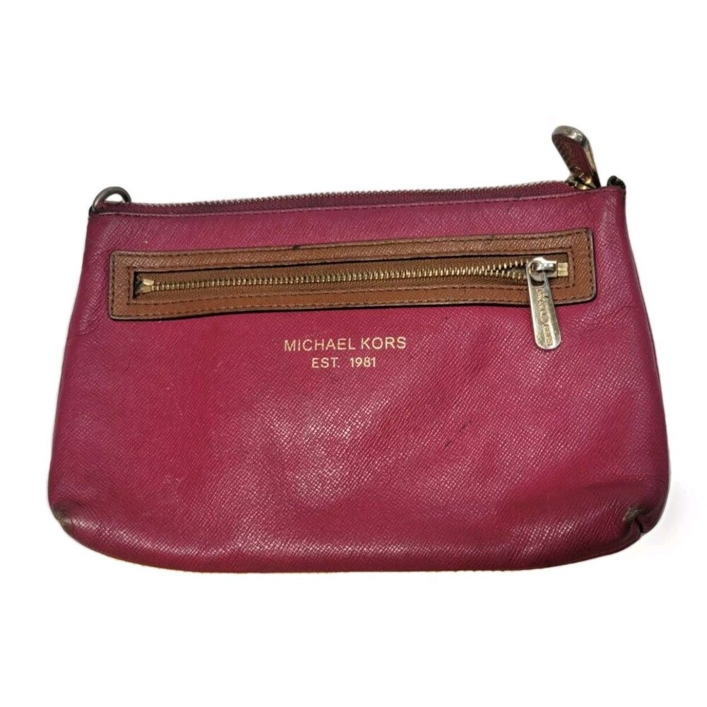 MICHAEL KORS LEATHER PINK WITH BROWN LEATHER WRISTLET